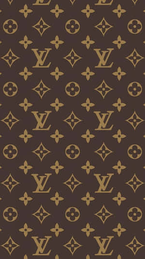 Louis Vuitton Monogram Pattern In Brown And Gold Wallpaper