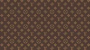 Louis Vuitton Monogram Pattern In Brown And Gold Wallpaper