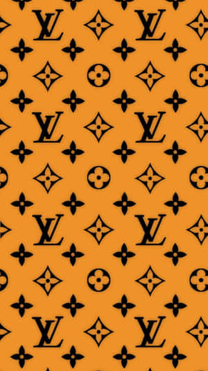 Louis Vuitton Monogram Pattern On An Orange Background Wallpaper