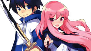 Louise And Saito From Familiar Of Zero Wallpaper