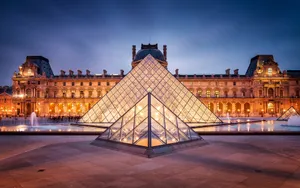 Louvre Museum Symmetrical Plan Wallpaper