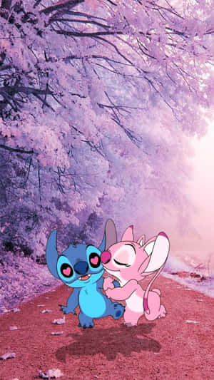 Love Between Stitch And Angel In A Heartwarming Moment Wallpaper