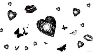 Love Black And White Birds Butterflies Wallpaper