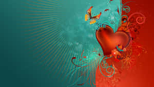 Love Butterfly Heart Art Wallpaper