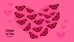 Love Butterfly Heart Design Wallpaper
