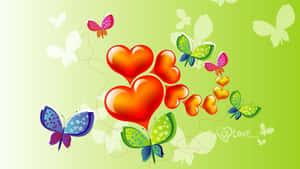 Love Butterfly Heart Garden Wallpaper