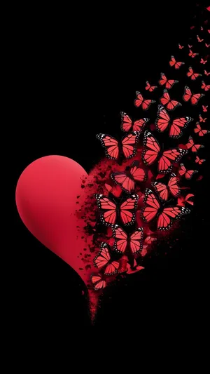 Love Butterfly Heart Transformation Wallpaper