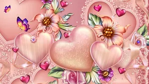 Love Butterfly Hearts Wallpaper