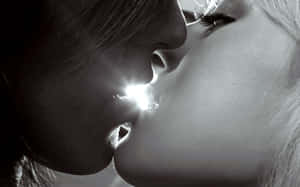 Love Couple Kissing Each Other's Lips Wallpaper