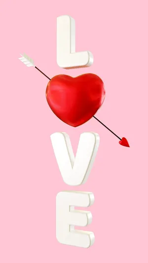 Love Heart With Cupid Arrow Wallpaper