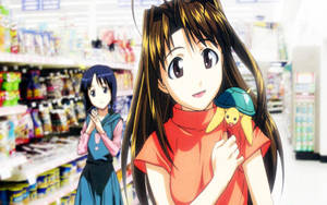 Love Hina At Grocery Store Wallpaper