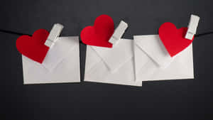 Love Letters With Red Hearts Wallpaper