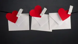 Love Letters With Red Hearts Wallpaper