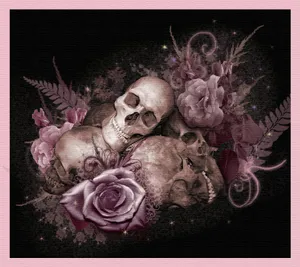 Love Skulls And Roses Gothic Pink Aesthetic Wallpaper