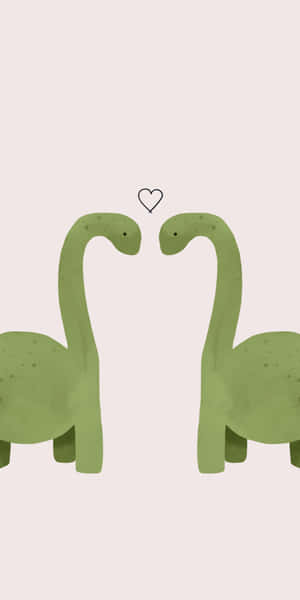 Love Struck Dinosaur Silhouettes Wallpaper