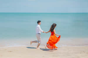 Love Written In The Sand On A Serene Beach Wallpaper