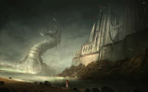 Lovecraftian Beastand Castle Wallpaper