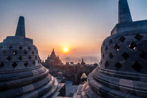 Lovely Sunset Sky Borobudur Temple Wallpaper