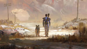 Loyal Companion - Dogmeat In Fallout 4 Wallpaper