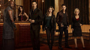 Lucifer Devil With Lucifer Morningstar Cast Wallpaper