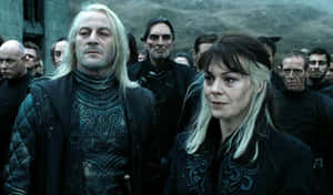 Luciusand Narcissa Malfoy Standing Together Wallpaper