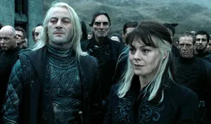 Luciusand Narcissa Malfoy Standing Together Wallpaper