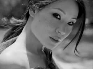 Lucy Liu Grayscale Image Wallpaper