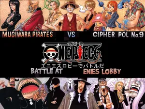 Luffy And The Straw Hat Pirates Confront Their Enemies At Enies Lobby Wallpaper