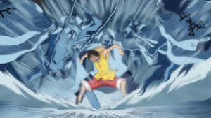 Luffy And The World Pirate Alliance Fight To The Death In The Marineford War. Wallpaper