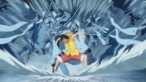 Luffy And The World Pirate Alliance Fight To The Death In The Marineford War. Wallpaper