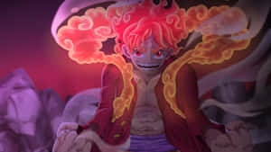 Luffy Gear5 Flaming Aura Wallpaper