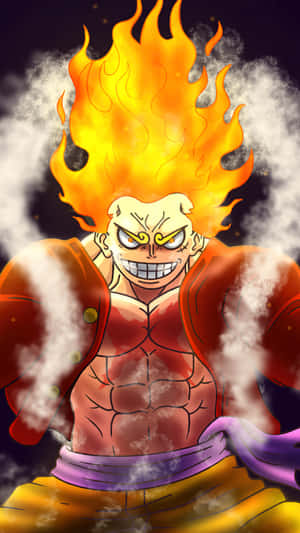 Luffy Gear5 Flaming Power Wallpaper