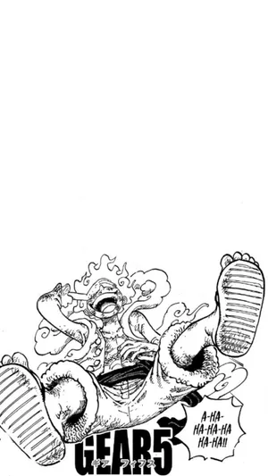 Luffy Gear5 Laughing Manga Panel Wallpaper