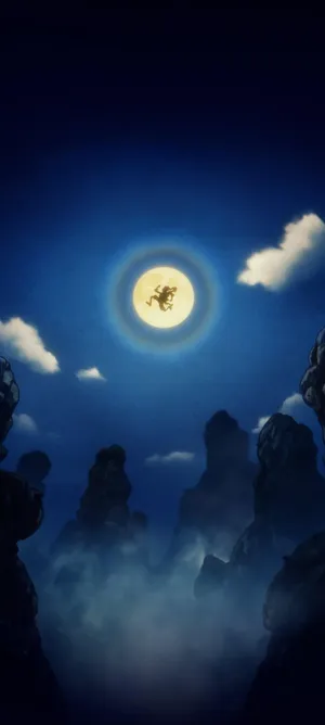 Luffy Gear5 Moonlight Silhouette Wallpaper