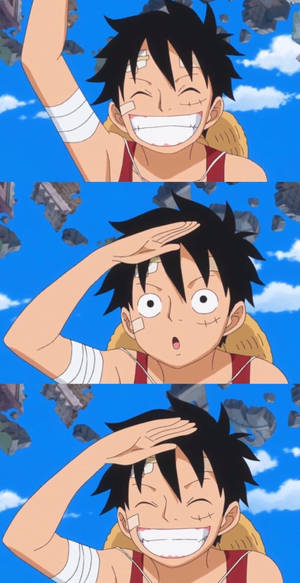 Luffy Smile With Hand On His Forehead Wallpaper