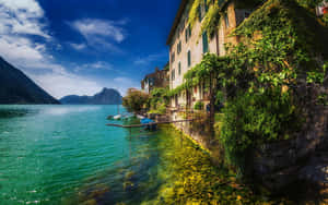Lugano Lakefront Idyllic View Wallpaper