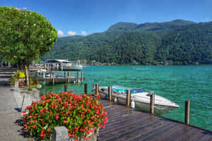 Lugano Lakefront Scenery Wallpaper