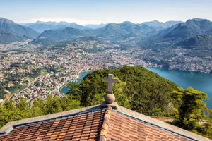 Lugano Panoramic Viewwith Cross Wallpaper