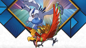 Lugia And Ho-oh On A Geometric Background Wallpaper