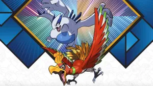 Lugia And Ho-oh On A Geometric Background Wallpaper