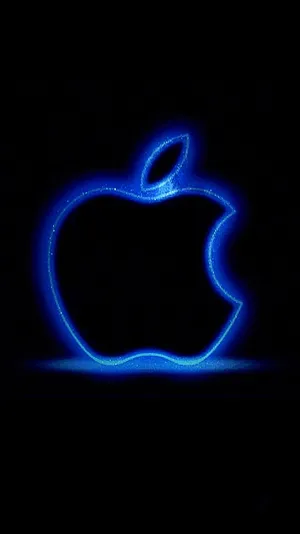 Luminous Blue Apple Logo Iphone Wallpaper