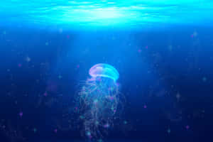 Luminous_ Jellyfish_ Underwater_ Scene Wallpaper