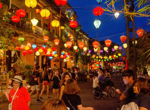 Luminous Multicolored Hanoi Street Wallpaper