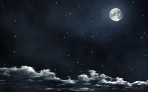 Luminous_ Night_ Sky_with_ Full_ Moon_and_ Stars.jpg Wallpaper