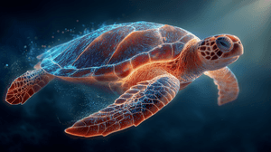 Luminous Sea Turtle In Dark Ocean Wallpaper