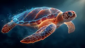 Luminous Sea Turtle In Dark Ocean Wallpaper