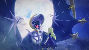 Lunala Talking With Lillie Wallpaper