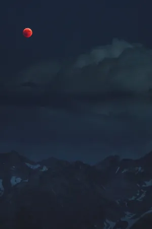 Lunar_ Eclipse_ Over_ Mountain_ Range Wallpaper