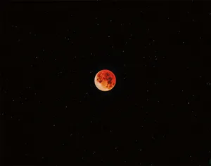 Lunar Eclipse Red Moon Starry Sky Wallpaper