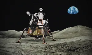 Lunar Module Landing On The Moon's Surface Wallpaper